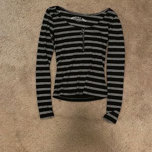 small black and white striped long sleeve top